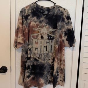Johnny Cash oversized & distressed tie dye shirt